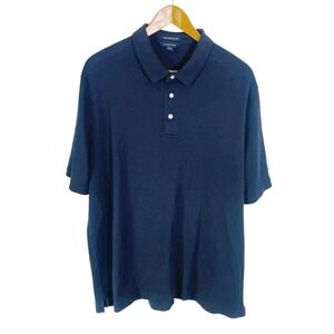 Lands End Polo Shirt Men's Sz 46-48 XL Black 100% Supima Cotton Short Sleeve